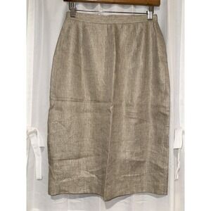 Vintage Burberry Women's 4 Pencil Skirt Linen Blend
